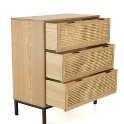 Commode 3 tiroirs cannage en rotin 80 cm PALMA