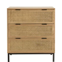 Commode 3 tiroirs cannage en rotin 80 cm PALMA