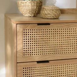 Commode 3 tiroirs cannage en rotin 80 cm PALMA