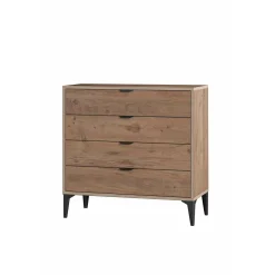 Commode 4 tiroirs décor pin moderne BYRON