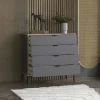 Commode 4 tiroirs gris foncé moderne BYRON
