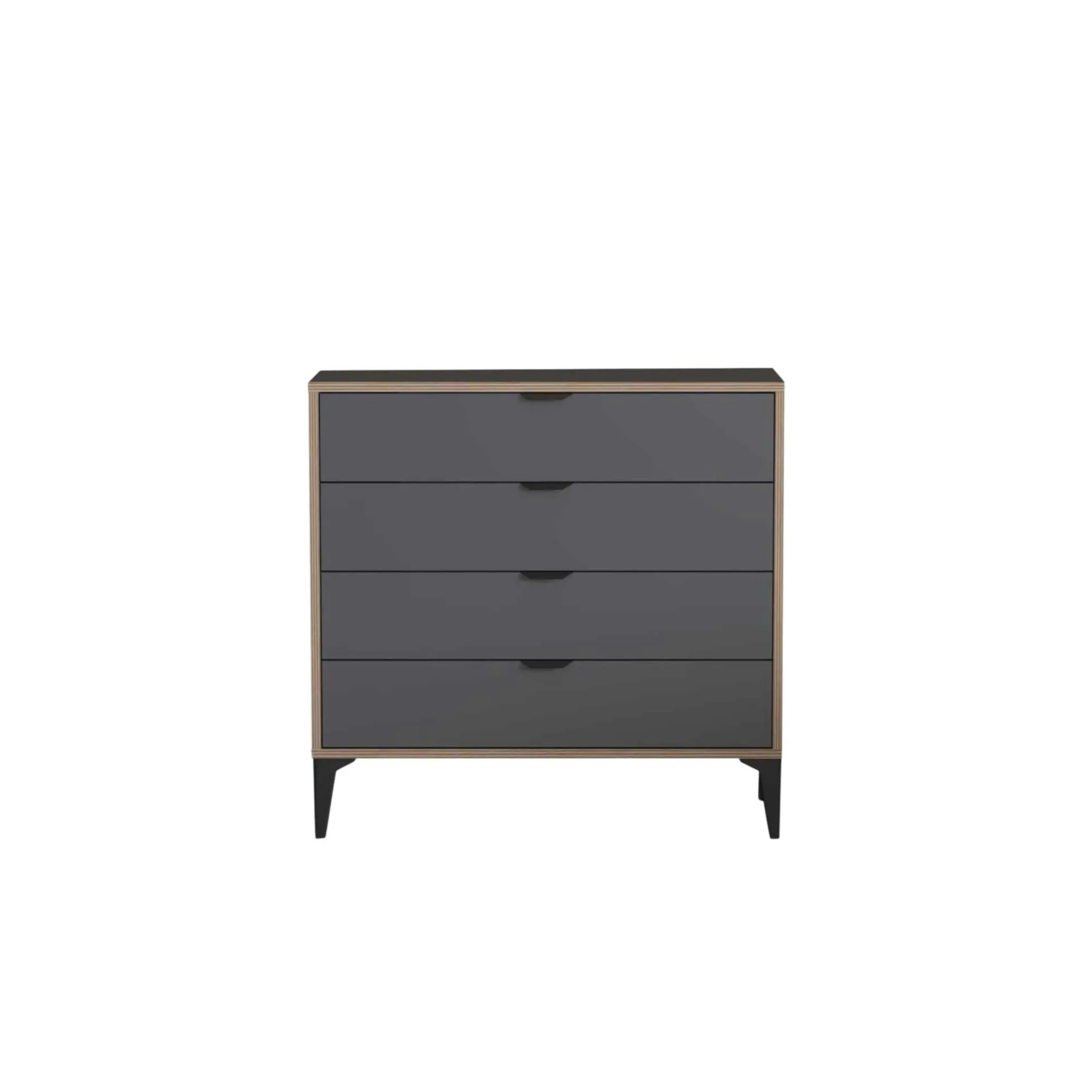 Commode 4 tiroirs gris foncé moderne BYRON