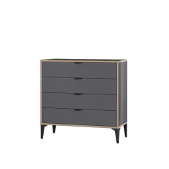 Commode 4 tiroirs gris foncé moderne BYRON