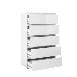 Commode étroite blanche 5 tiroirs ALVA