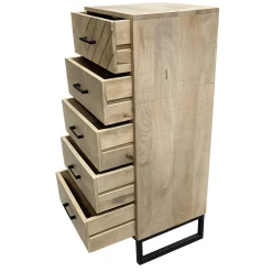 Commode étroite en bois de manguier 5 tiroirs BRIX