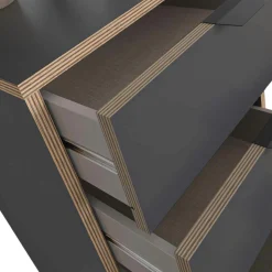 Commode étroite gris foncé 5 tiroirs BYRON