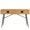 Console bois clair et pieds métal vert BAGAN