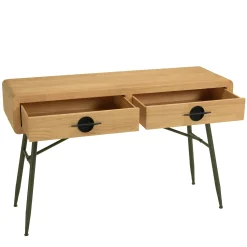 Console bois clair et pieds métal vert BAGAN