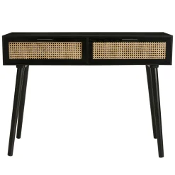 Console bois noir tiroirs cannage PALMA 2