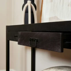 Console bois noir 2 tiroirs MILORA