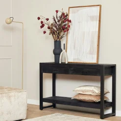 Console bois noir 2 tiroirs MILORA