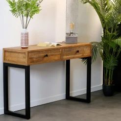 Console bois recyclé 2 tiroirs BRISBANE