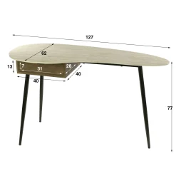 Console bureau effet travertin 1 tiroir ASCOLI