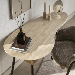 Console bureau effet travertin 1 tiroir ASCOLI