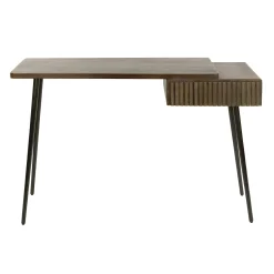 Console bureau en bois d’acacia brun, tiroir rainuré NAKO