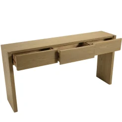 Console couleur naturelle 3 tiroirs design arrondi VELAR