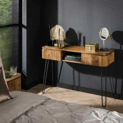Console de chambre en bois de manguier motif baguette 2 tiroirs DELHI