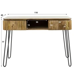 Console de chambre en bois de manguier motif baguette 2 tiroirs DELHI