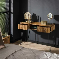 Console de chambre en bois de manguier motif baguette 2 tiroirs DELHI