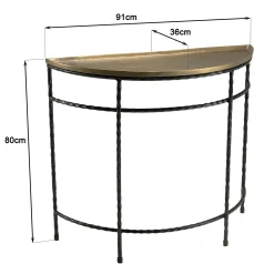 Console demi-lune en métal noir et doré ZALA