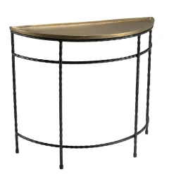 Console demi-lune en métal noir et doré ZALA