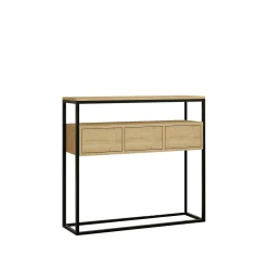 Console d'entrée avec rangement, effet bois clair JENA