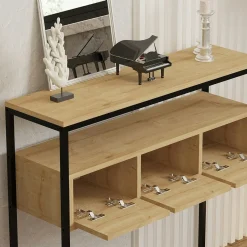 Console d'entrée avec rangement, effet bois clair JENA