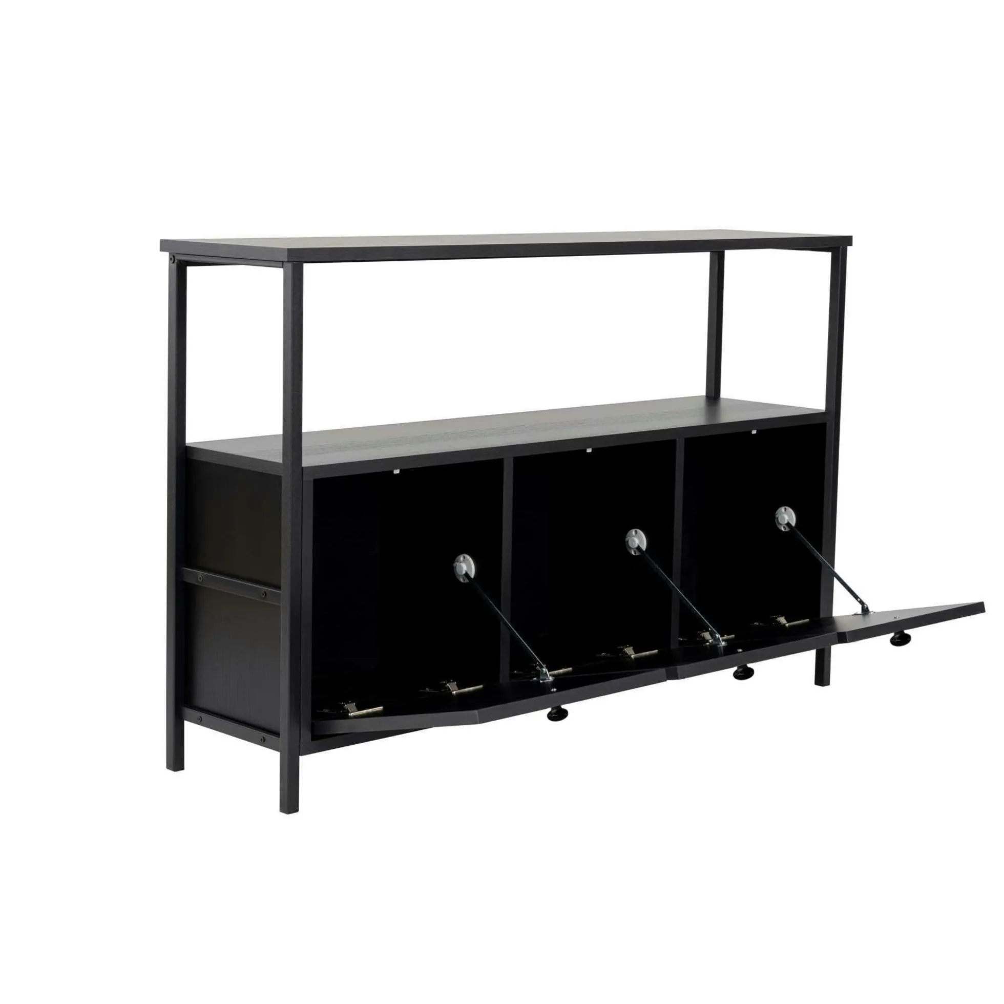 Console d'entrée avec rangement 3 niches, effet bois noir JENA