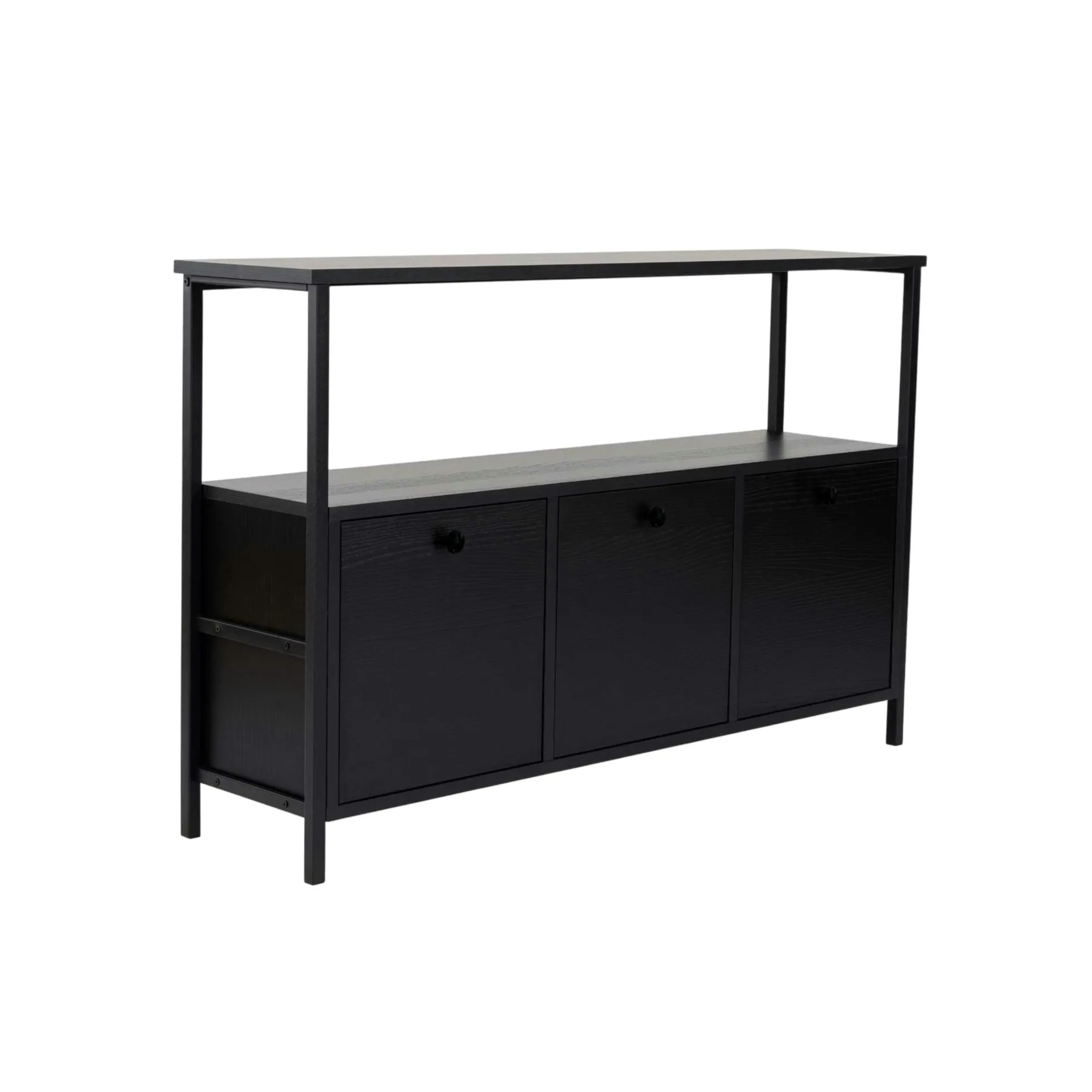 Console d'entrée avec rangement 3 niches, effet bois noir JENA