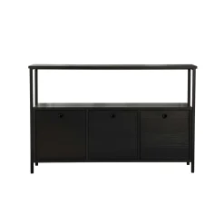 Console d'entrée avec rangement 3 niches, effet bois noir JENA