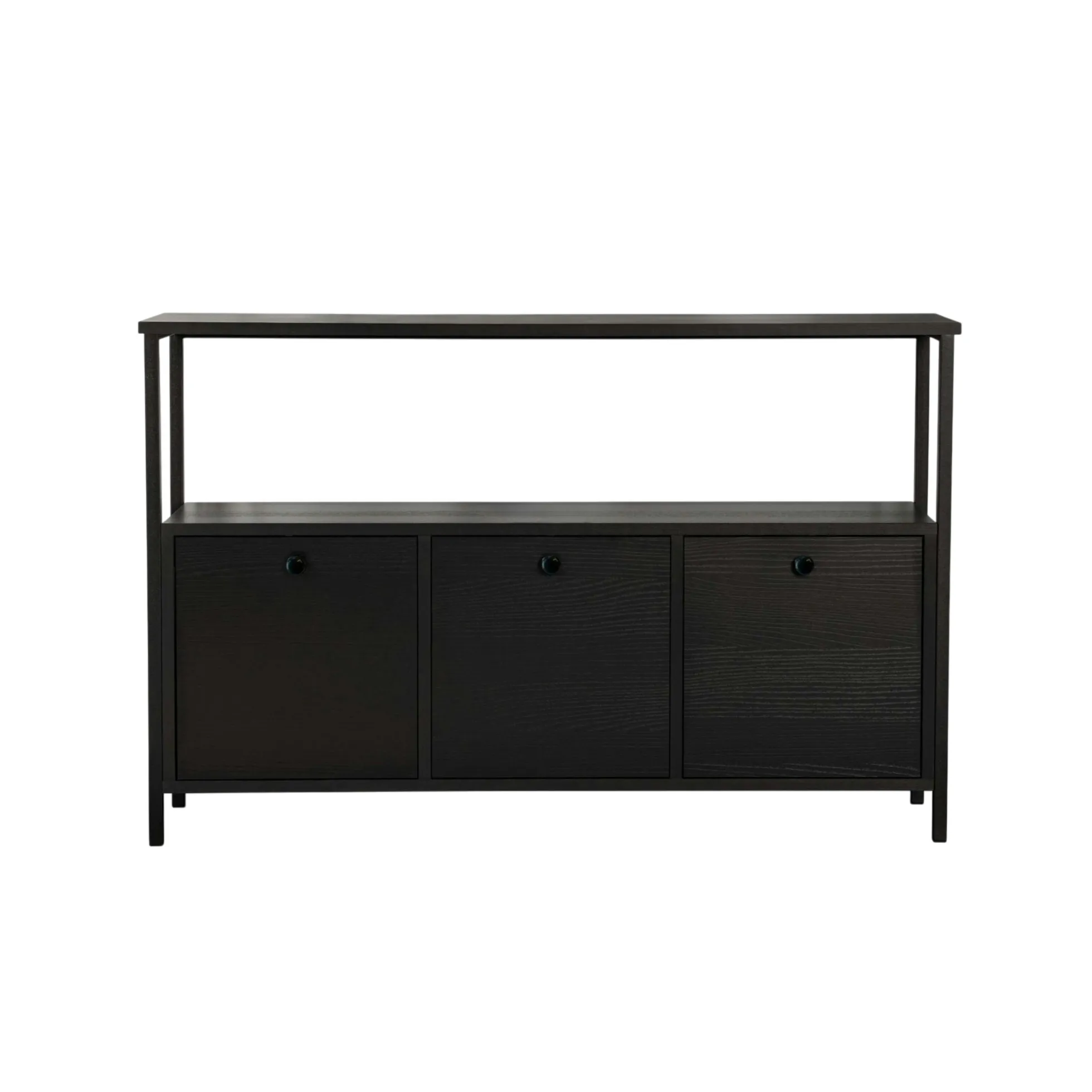 Console d'entrée avec rangement 3 niches, effet bois noir JENA