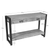 Console d'entrée bois clair métal noir 2 tiroirs MILORA
