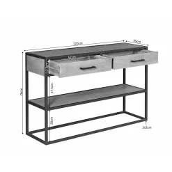 Console d'entrée bois clair 2 plateaux 2 tiroirs RIVANO