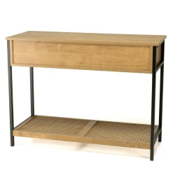 Console d'entrée bois - métal avec tiroirs cannage ALCUDIA