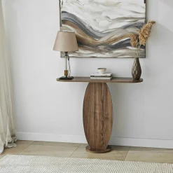 Console d'entrée design organique effet bois foncé MARFA