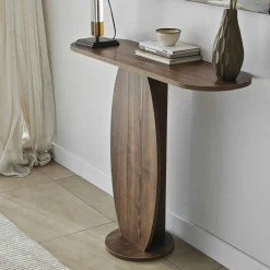 Console d'entrée design organique effet bois foncé MARFA