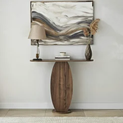 Console d'entrée design organique effet bois foncé MARFA