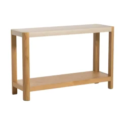 Console d'entrée en bois avec plateau effet travertin TREVI