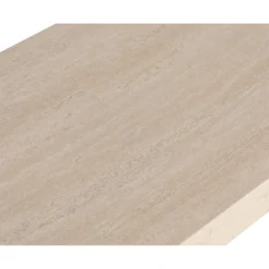 Console d'entrée en bois avec plateau effet travertin TREVI