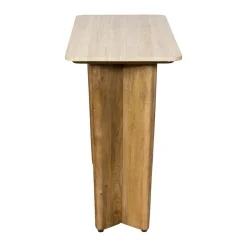 Console d'entrée en bois de manguier et travertin MOON