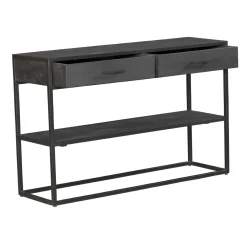 Console d'entrée en bois noir 2 tiroirs motif chevron ALVERA