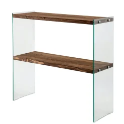 Console d'entrée minimaliste bois brun et verre LHASA