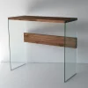 Console d'entrée minimaliste en verre et bois brun LHASA