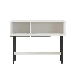 Console d'entrée moderne noir et blanc et miroir rond JENA