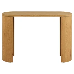 Console d’entrée ovale décor bois clair rétro-chic MATERA