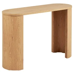 Console d’entrée ovale décor bois clair rétro-chic MATERA