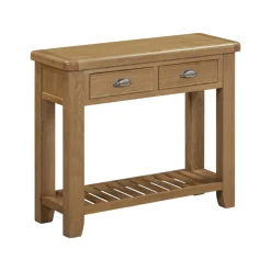 Console d'entrée 2 tiroirs en bois de chêne VALMONT