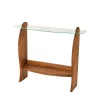 Console d'entrée vintage - bois brun, verre ANZIO