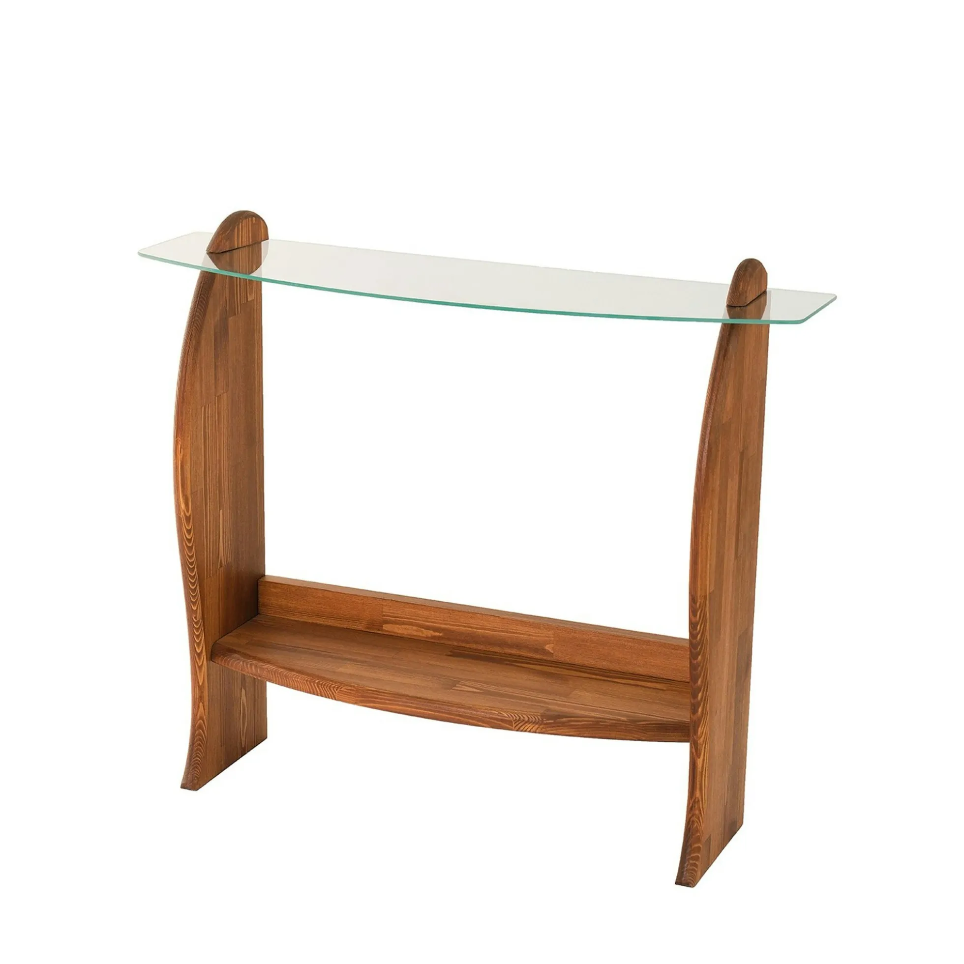Console d'entrée vintage - bois brun, verre ANZIO