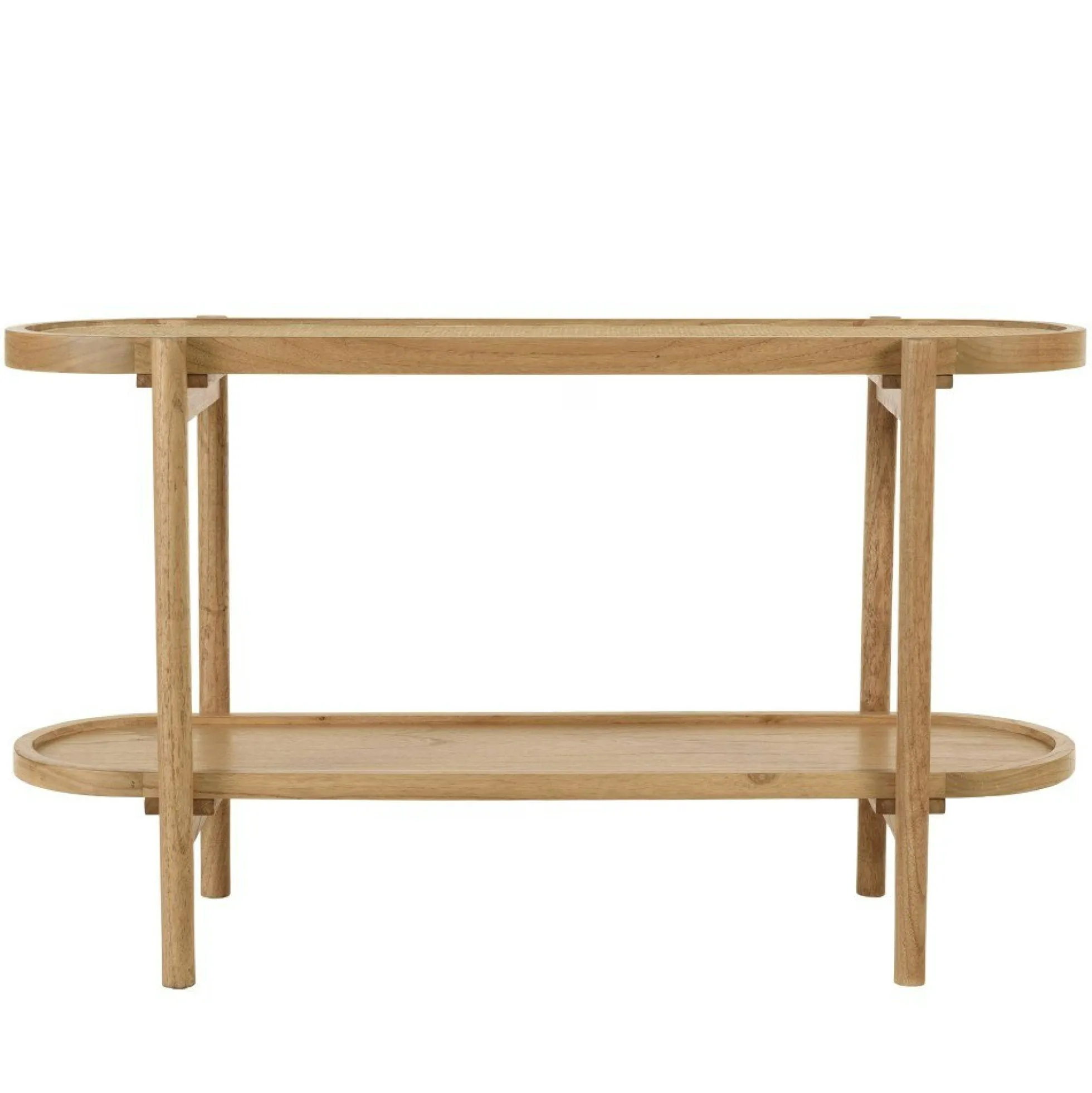 Console en mindi avec tablette supérieure en rotin naturel TIVARO